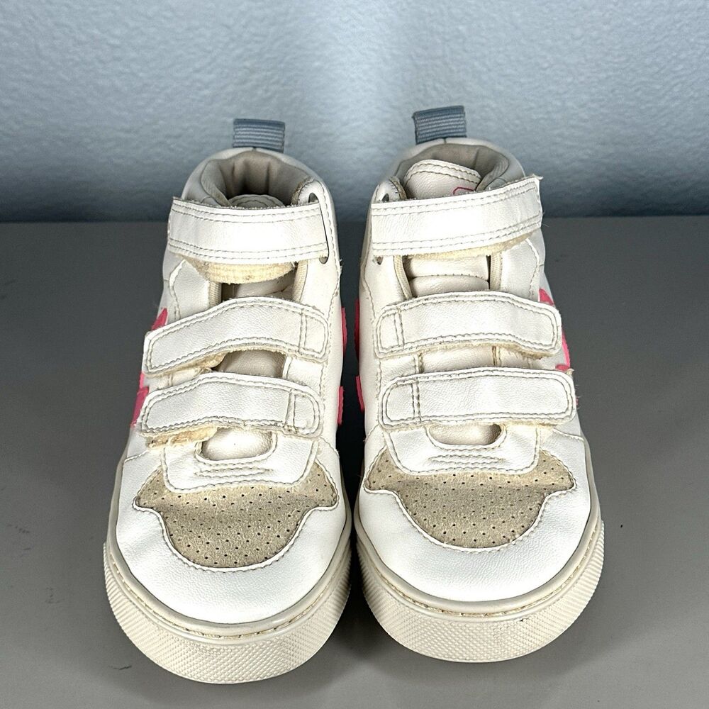Veja Small V-10 Mid Sneakers Leather Toddler US 2 EU 33 White Pink - Picture 3 of 15